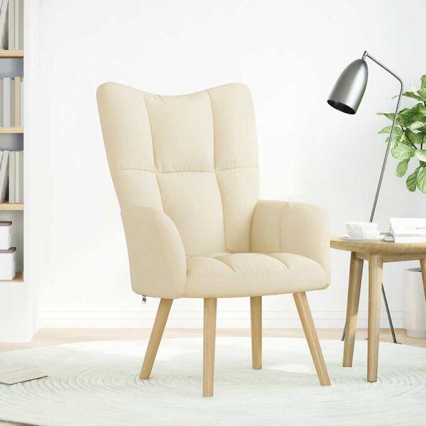 vidaXL Chaise de relaxation Cr&egrave;me Tissu
