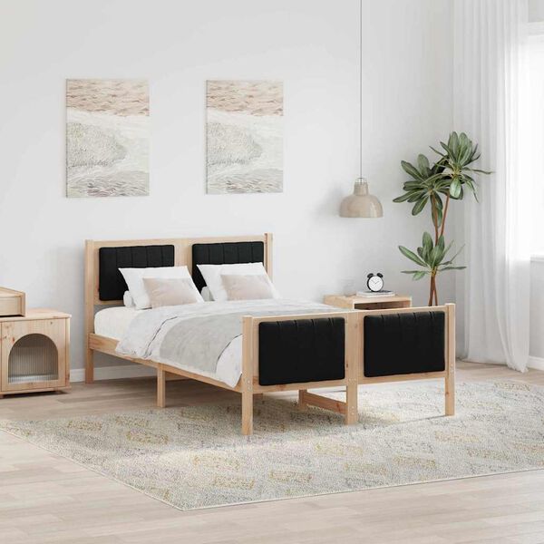vidaXL Cadre de lit Marron et noir 120 x 200 cm Bois massif en pin