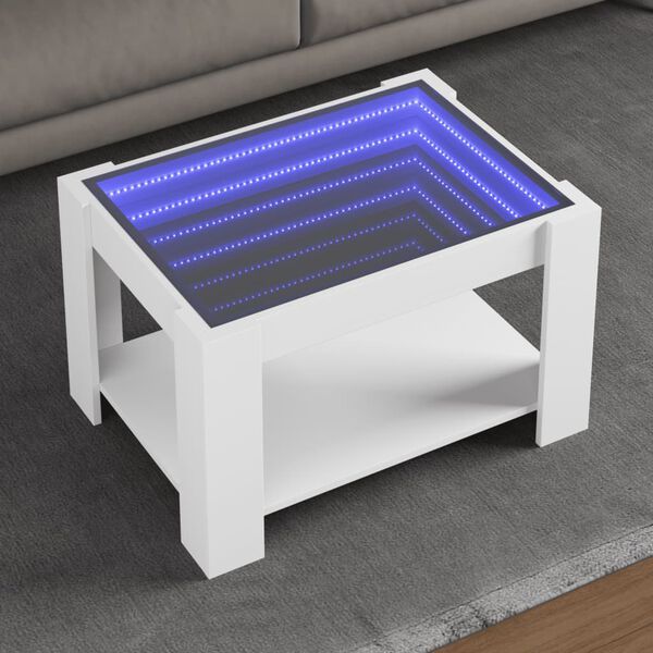 vidaXL Table basse avec LED blanc 73x53x45 cm bois d'ing&eacute;nierie