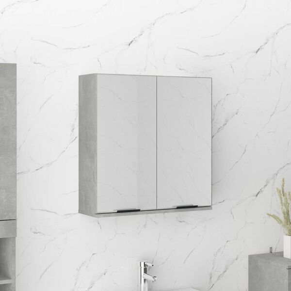 vidaXL Armoire &agrave; miroir de salle de bain Gris b&eacute;ton 64x20x67 cm