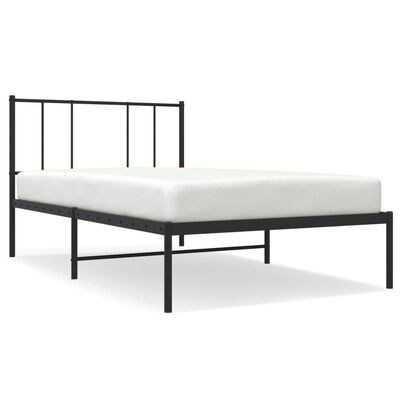 vidaXL Cadre de lit métal sans matelas avec tête de lit noir 100x200cm