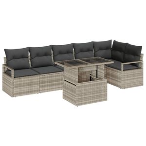 vidaXL Ensemble de canap&eacute; de jardin 7 pc Gris clair polyrotin