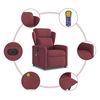 vidaXL Fauteuil de massage inclinable &eacute;lectrique Rouge bordeaux Tissu