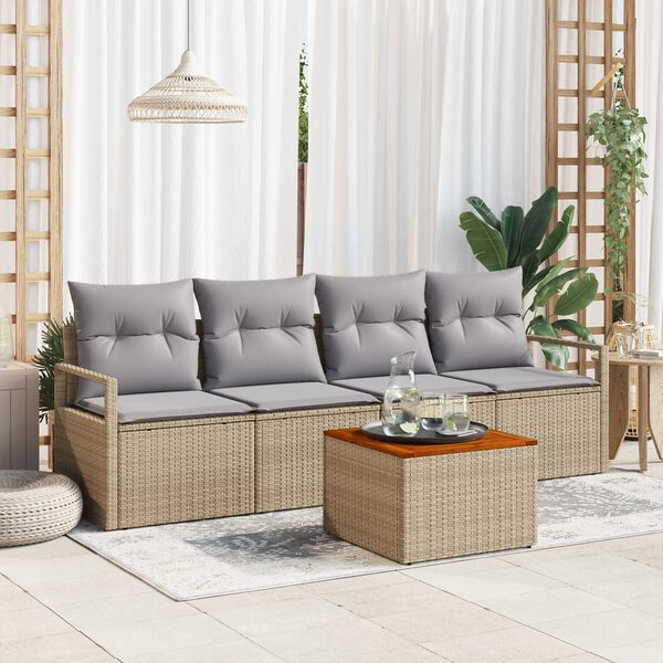 vidaXL Ensemble de canapé de jardin 5 pcs Beige et Gris clair