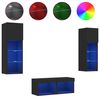 vidaXL Meuble TV muraux 4 pcs avec lumi&egrave;res LED noir