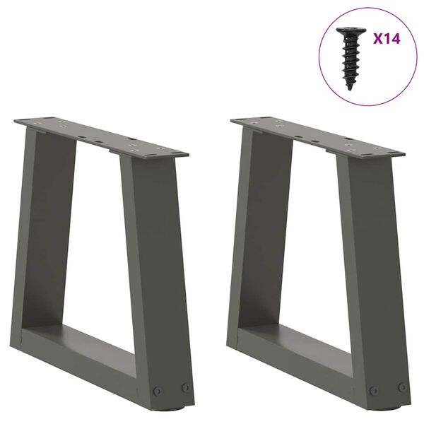 vidaXL Pieds de table basse en forme de V, 2 pi&egrave;ces, anthracite, 40 x (30-31,3) cm, acier