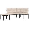 vidaXL Ensemble de banc de jardin avec coussins 3 pcs noir