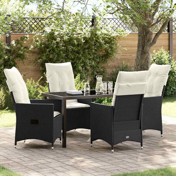vidaXL Ensemble de salle &agrave; manger pour jardin 5 pcs Noir Poly rotin