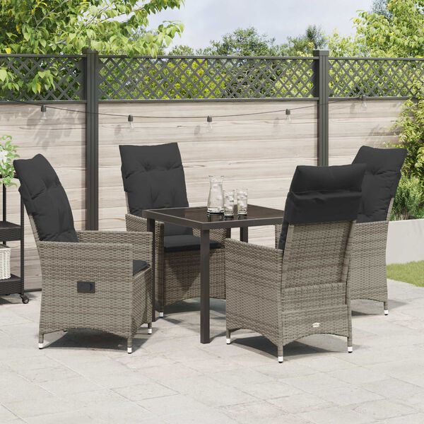 vidaXL Ensemble de salle &agrave; manger pour jardin 5 pcs Gris polyrotin