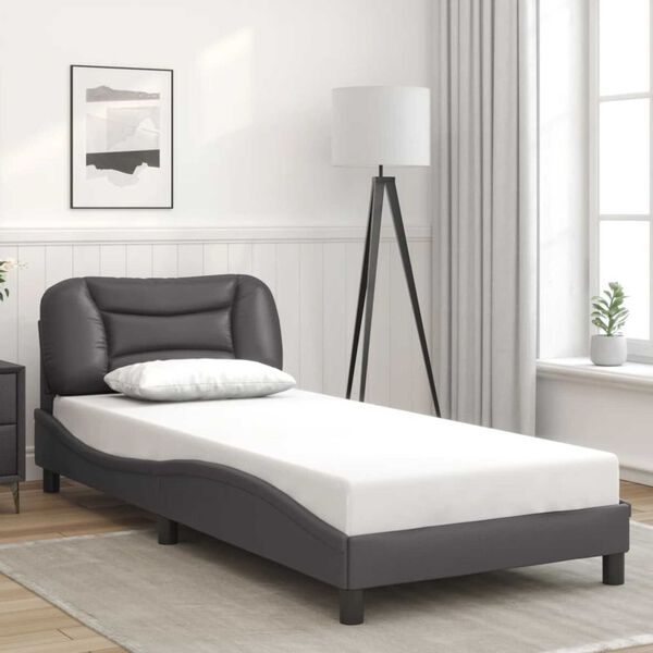 vidaXL Cadre de lit avec LED sans matelas Hvar gris 80x200 cm