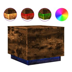 vidaXL Table basse avec lumi&egrave;res LED ch&ecirc;ne fum&eacute; 50x50x40 cm