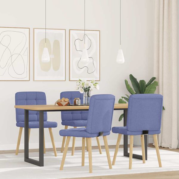 vidaXL Chaises &agrave; manger lot de 4 bleu jean tissu