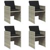 vidaXL Chaises de jardin avec coussins lot de 4 gris clair poly rotin