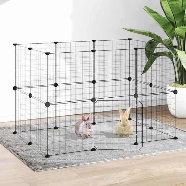 vidaXL Cage animaux de compagnie &agrave; 20 panneaux et porte Noir 35x35 cm