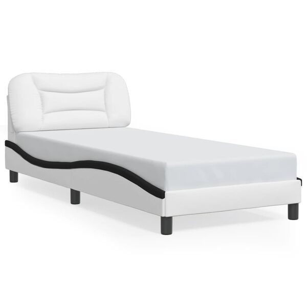 vidaXL Cadre de lit sans matelas Hvar blanc et noir 90x200 cm similicuir