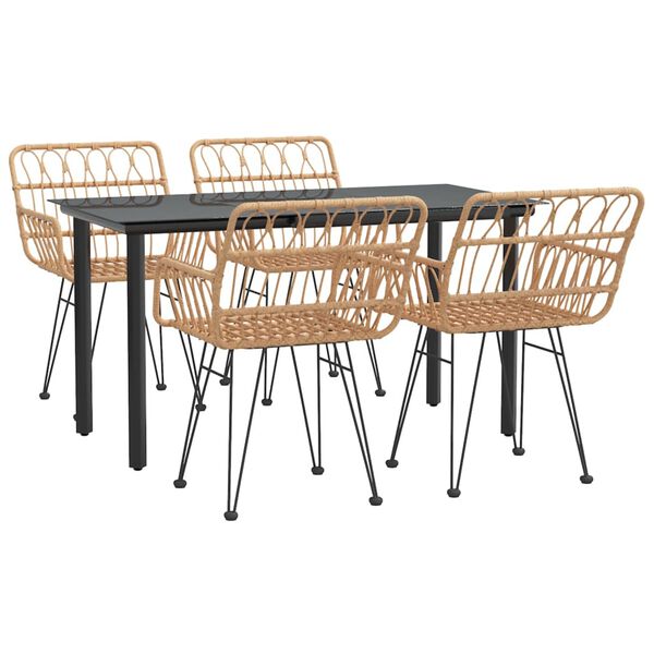 vidaXL Ensemble à manger de jardin 5pcs Résine tressée