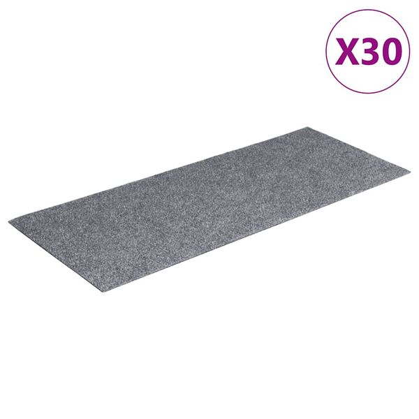 vidaXL Tapis d'escalier autocollants 30 pi&egrave;ces 60 x 25 cm Gris clair Rectangulaire