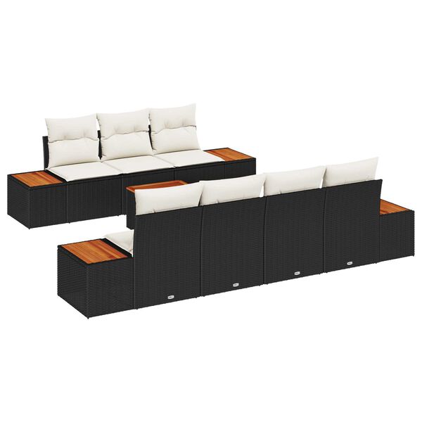 vidaXL Ensemble de canap&eacute; de jardin avec coussin 8 pcs Noir Poly rotin