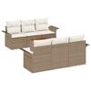 vidaXL Ensemble de canap&eacute; de jardin avec coussin 7 pcs Beige polyrotin