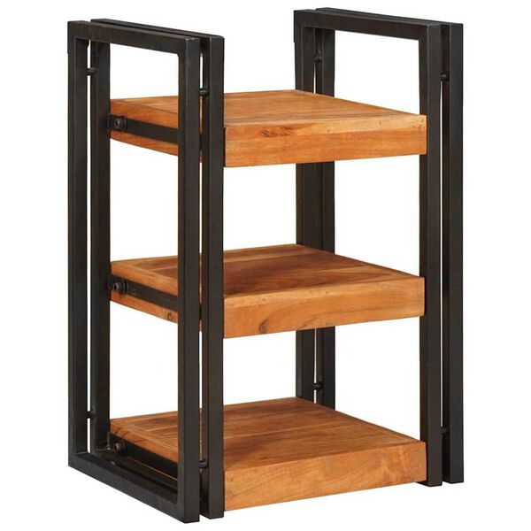 vidaXL Table de chevet 2 pcs Marron et Noir Bois d'acacia massif