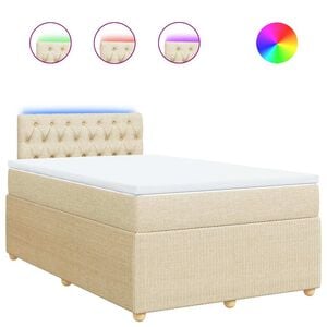 vidaXL Sommier &agrave; lattes de lit avec matelas Cr&egrave;me 120x200 cm Tissu