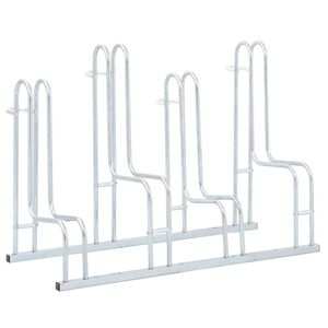 vidaXL Support de v&eacute;lo au sol autoportant pour 4 v&eacute;los acier galvanis&eacute;