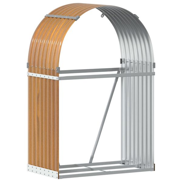 vidaXL Porte-b&ucirc;ches aspect bois 80x45x120 cm acier galvanis&eacute;