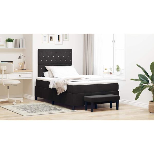 vidaXL Lit &agrave; ressorts avec matelas Noir 120 x 200 cm Velours