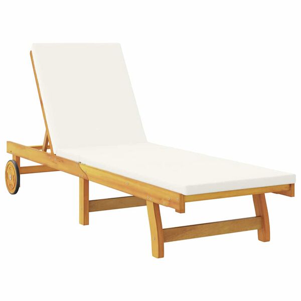 vidaXL Transat avec coussin Blanc cr&egrave;me Bois d'Acacia Massif