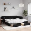 vidaXL Lit de jour avec gigogne et tiroirs sans matelas noir 100x200cm