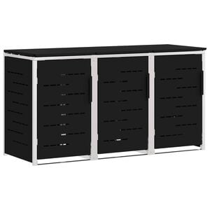 vidaXL Stockage de bac &agrave; d&eacute;chets for 3 Bins 240L Acier inoxydable Noir