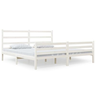 vidaXL Cadre de lit Blanc Bois de pin massif 180x200 cm Super King