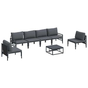 vidaXL Ensemble de canap&eacute; de jardin avec coussin 7 pcs Noir Acier