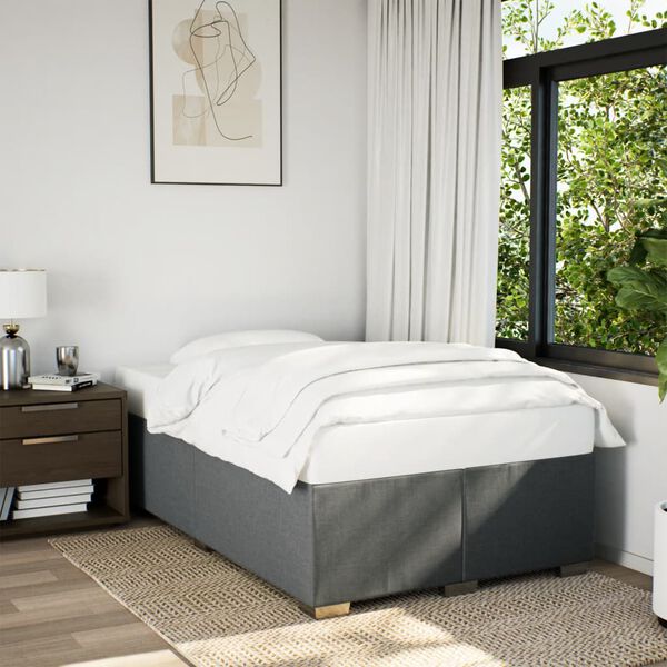 vidaXL Sommier &agrave; lattes de lit avec matelas gris fonc&eacute; 120x190cm tissu