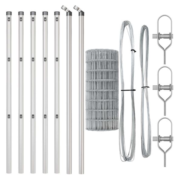 vidaXL Cl&ocirc;ture avec poteau Argent&eacute; 0,4 x 50 m Acier et PVC