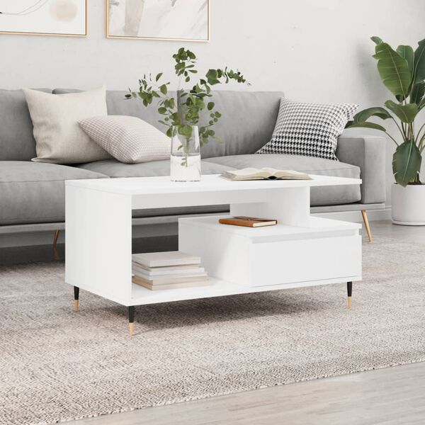 vidaXL Table basse Blanc 90x49x45 cm Bois d'ing&eacute;nierie