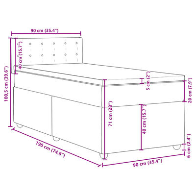 vidaXL Sommier à lattes de lit et matelas Crème 90x190 cm Tissu