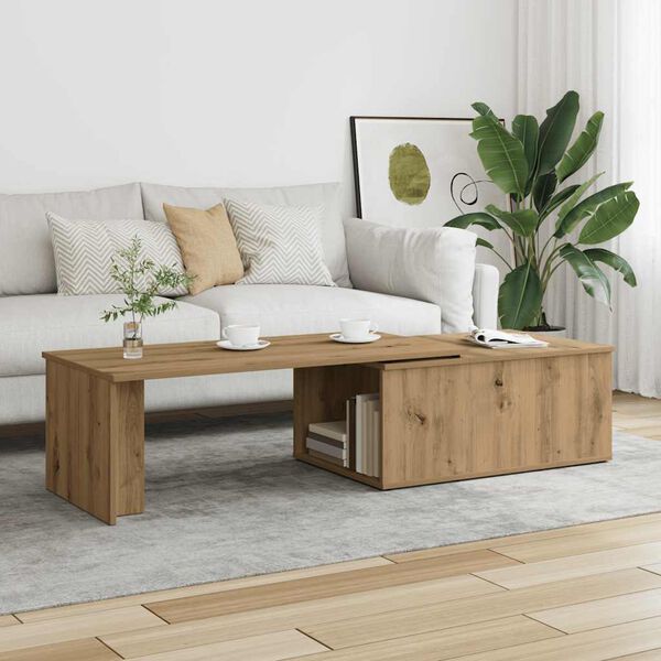 vidaXL Table basse ch&ecirc;ne artisanal 150x50x35 cm bois d'ing&eacute;nierie