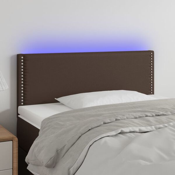 vidaXL T&ecirc;te de lit &agrave; LED Marron 80x5x78/88 cm Similicuir