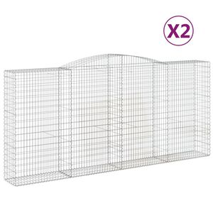 vidaXL Paniers &agrave; gabions arqu&eacute;s 2 pcs 400x50x180/200 cm Fer galvanis&eacute;