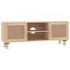 vidaXL Meuble TV Marron 105x30x40 cm Bois de pin massif rotin naturel
