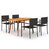 vidaXL Ensemble &agrave; manger de jardin 5 pcs Noir
