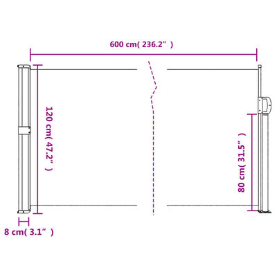 vidaXL Auvent latéral rétractable rouge 120x600 cm