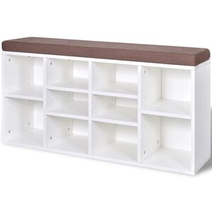 vidaXL Banc de rangement &agrave; chaussures 10 compartiments Blanc