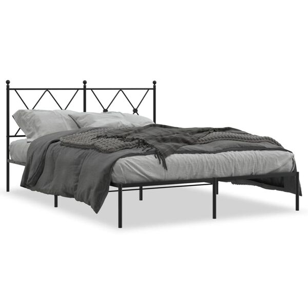 vidaXL Cadre de lit m&eacute;tal sans matelas avec t&ecirc;te de lit noir 140x200cm