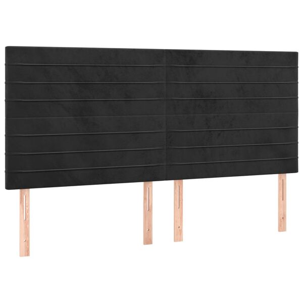 vidaXL T&ecirc;te de lit &agrave; LED Noir 200x5x118/128 cm Velours