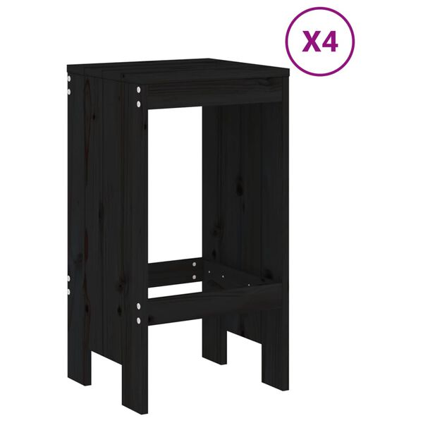 vidaXL Ensemble de bar de jardin 5 pcs noir bois de pin massif