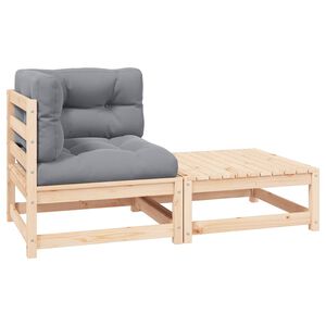 vidaXL Salon de jardin 2 pcs avec coussins Bois de pin massif