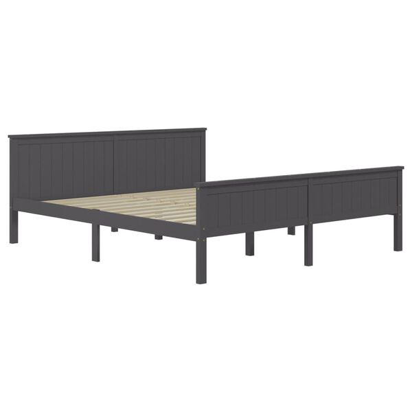 vidaXL Cadre de lit sans matelas bois massif de pin gris 200x200 cm