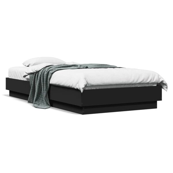 vidaXL Cadre de lit sans matelas avec lumières LED noir 75x190 cm